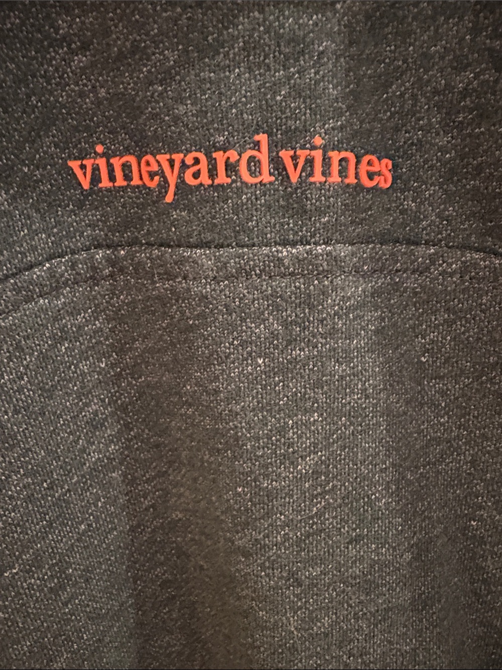Vineyard Vines Dark Green Quarter‑Zip Pullover with Orange Zip